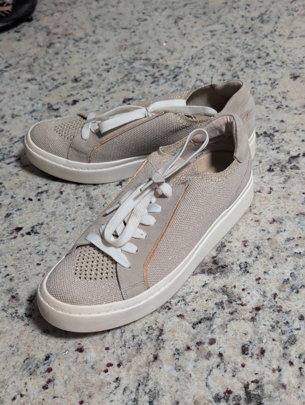 Vaneli Knit Lace-Up Women's Sneakers in Beige